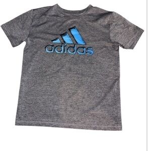 Adidas Kids Gray Tee with Vibrant Blue Logo M(10/12)
